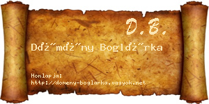 Dömény Boglárka névjegykártya